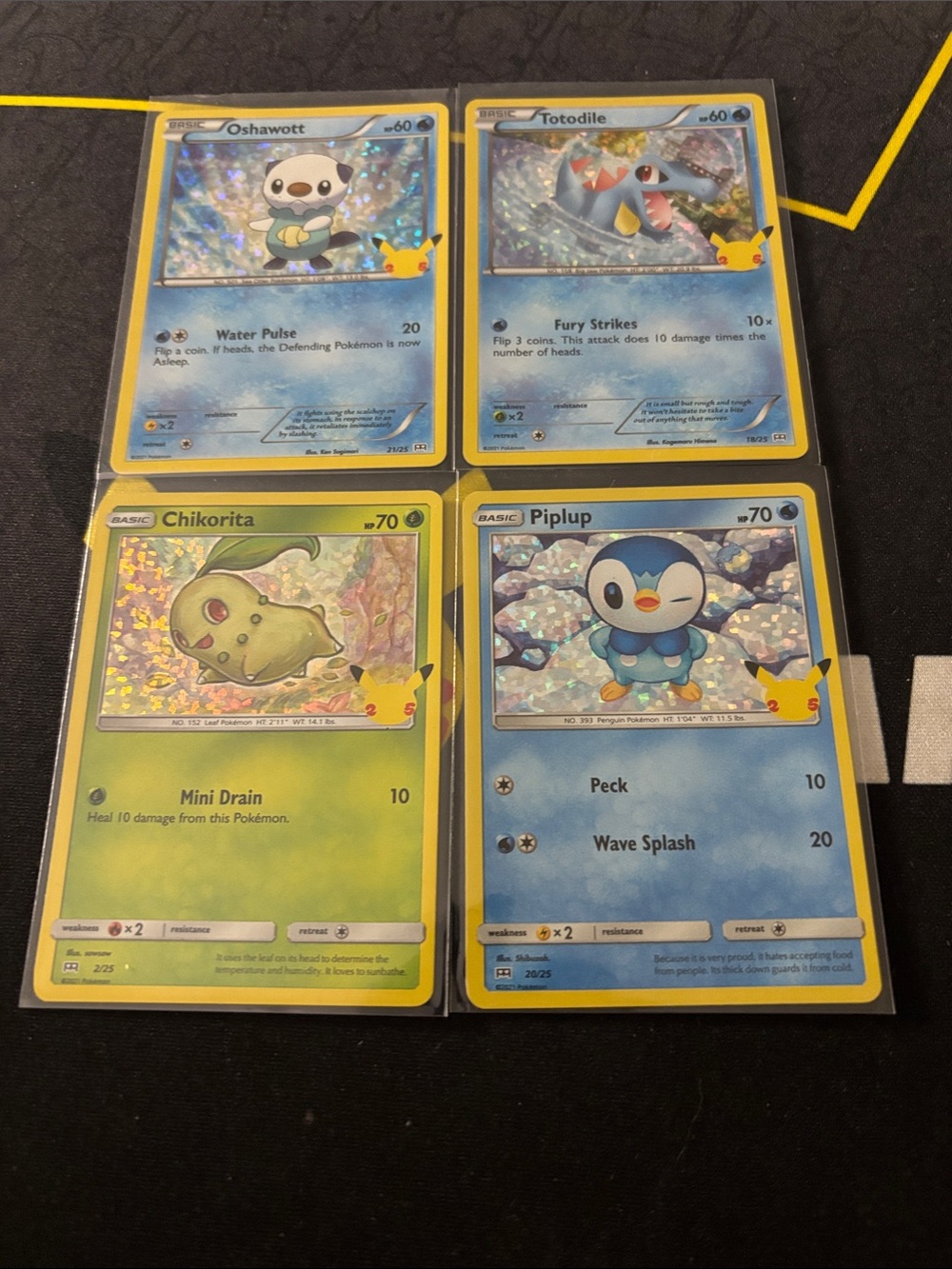 Pokémon Holo Card Lot — Oshawott, Totodile, Chikorita, Piplup